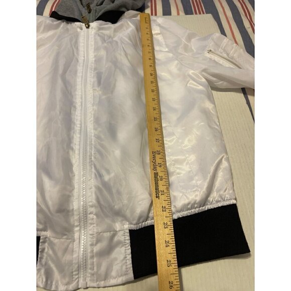 White and Grey Swiss Cross Hoodie Bomber Jacket Size Small NWOT - Picture 16 of 16